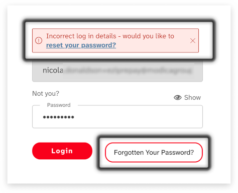 Colourful screenshot of where to reset Digicel Pacific Message Hub